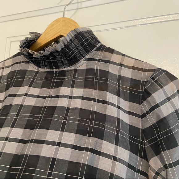 Intermix Plaid high neck blouse - Picture 3 of 5